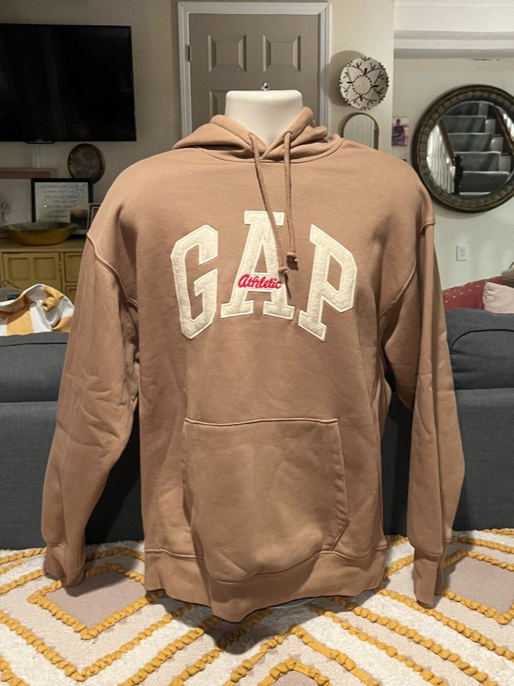 GAP Athletic Logo Tan Brown Hoodie Men's Medium